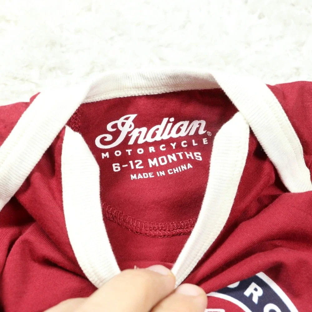 Indian Motorcycle Baby Bodysuit 3-Pack 6-12 Months Long Sleeve Cotton Romper Set